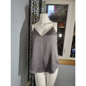 Express Gray Satin-Look V-Neck Camisole